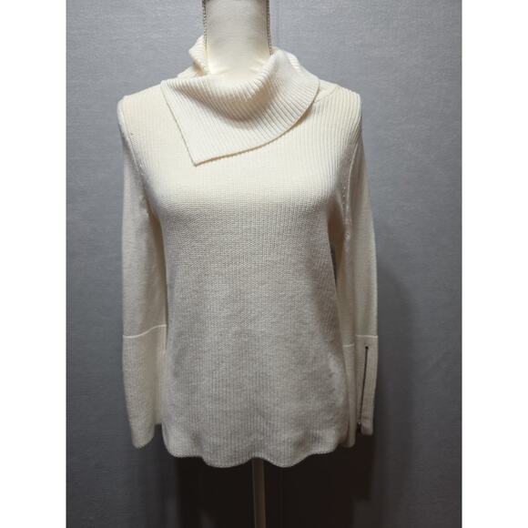 NWT Etcetera Wool Blend Sweater – Small – Winter White, Asymmetric Collar - Picture 1 of 15